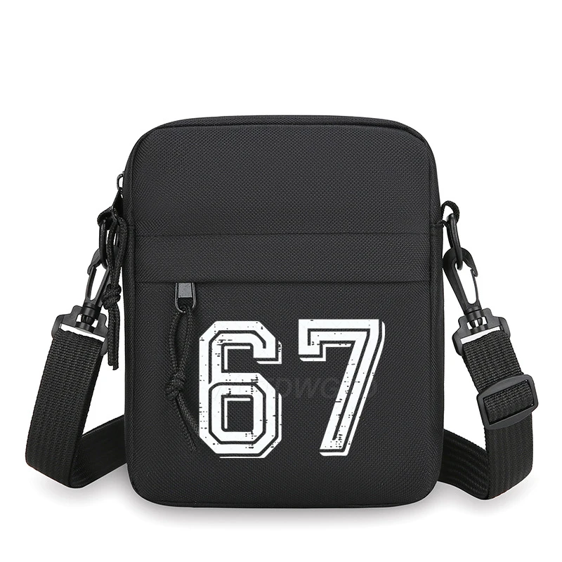 "نجا 67 يومًا من المدرسة" حقيبة كتف للأطفال عتيقة بستة سبعة مطبوعة حقائب هاتف محمول صغيرة موضة ميمي 67 حقيبة كروسبودي