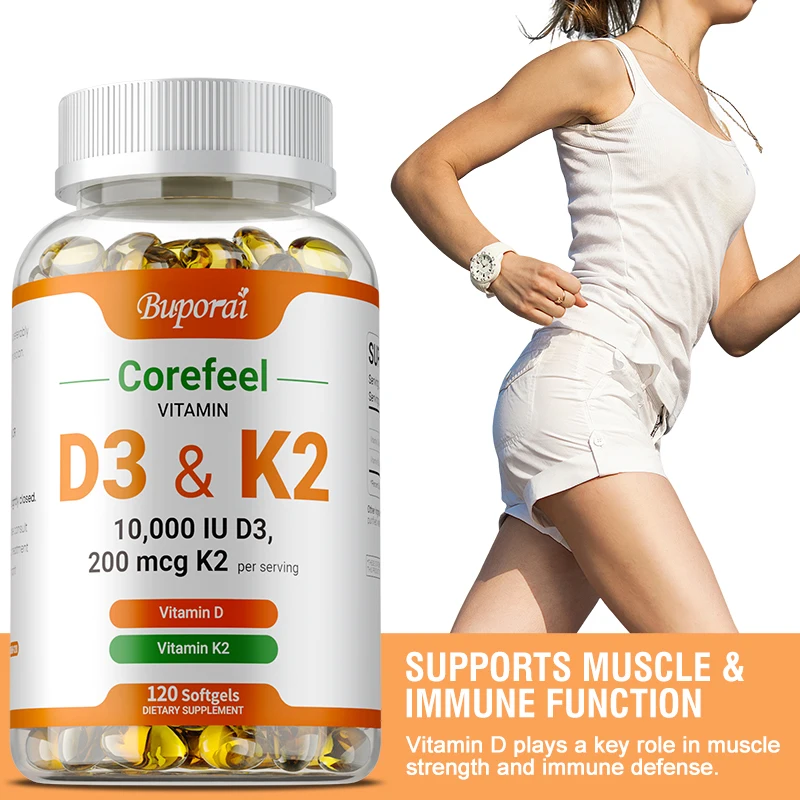 

Vegan Vitamin D3+K2 Capsule Regulate Calcium Metabolism Support Teeth Bone Heart Health Joint Health