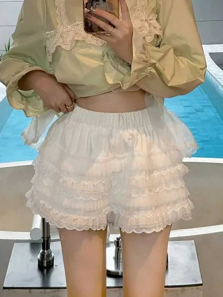 High Waist Large Size Cake Short Skirt Lace 2025 Ruffle New Style White Autumn Winter Ballet Puffy Skirt Sweet Half Skirt
