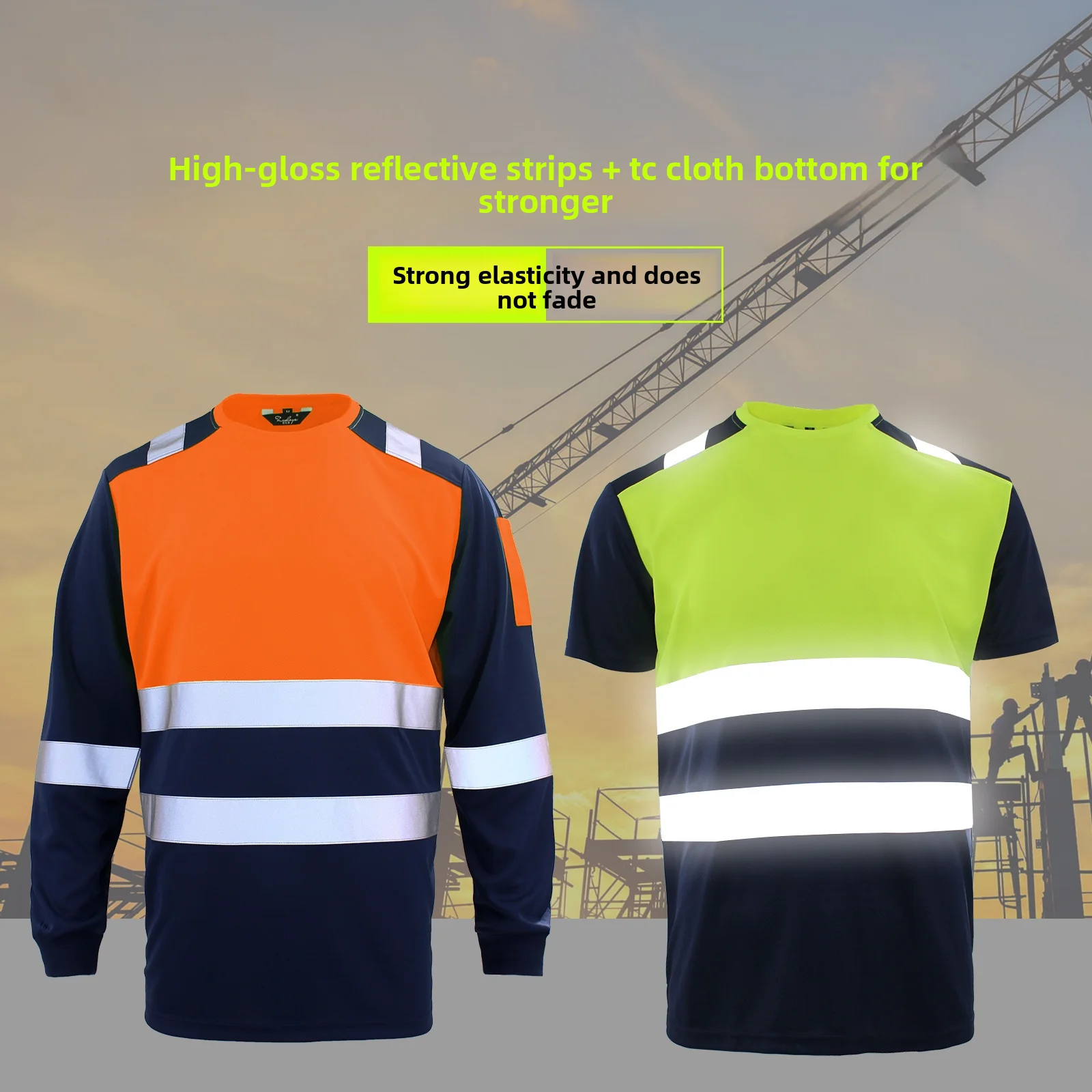 Men's Reflective Workwear – Breathable Summer Short-Sleeve Mesh Crew-Neck T-Shirt