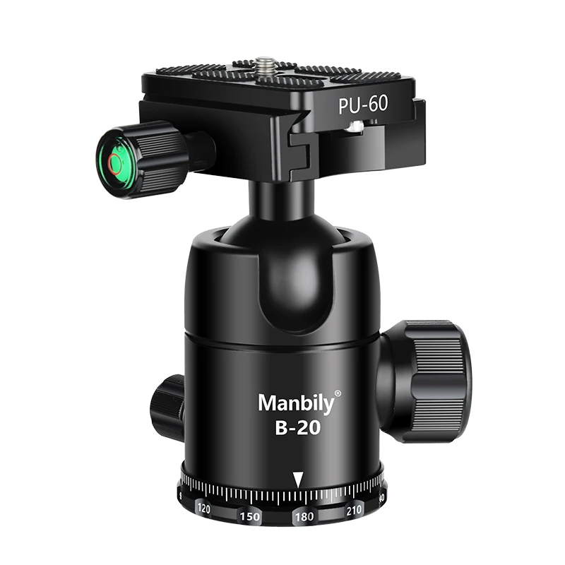 

Manbily B-20 Aluminum Professional 36mm Tripod Ball Head Video Mount 360°Panoramic Max. Load 15KG/33.07lbs for DSLR Camera