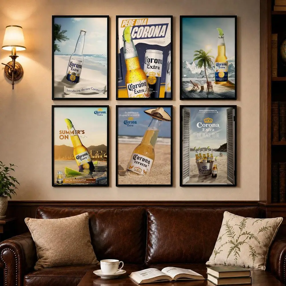 Wireless Brand C-CoronaS Poster Self-adhesive Art Poster Decoracion Painting Wall Art White Kraft Paper Home Decor