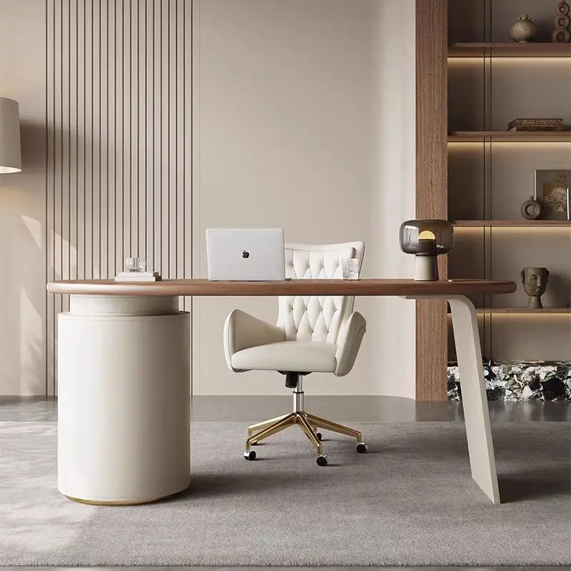 

Настольный офисный стол и стул, мебель, современный компьютерный стол с деревянной столешницей для хранения, кожаный письменный стол для генерального директора, домашний офисный стол