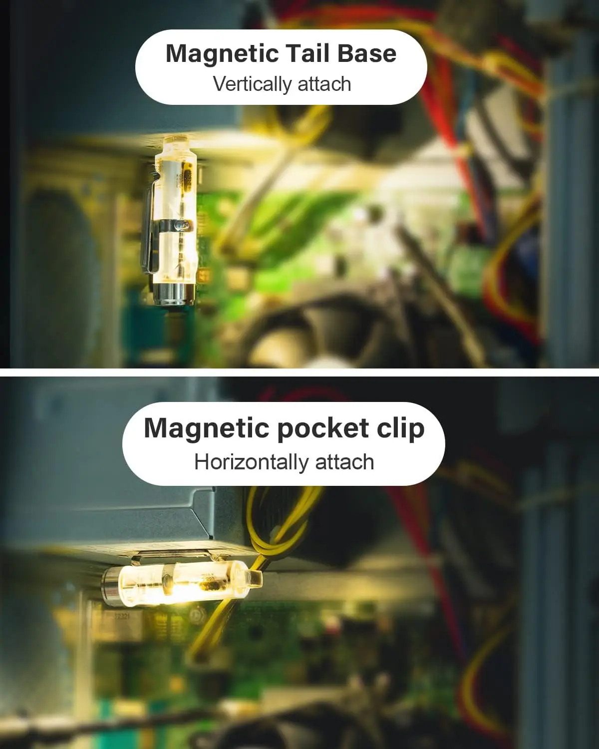مصباح يدوي بسلسلة مفاتيح قابلة لإعادة الشحن USB-C، 650 لومن، مصابيح جانبية للأشعة فوق البنفسجية/الأحمر/الأبيض 365 نانومتر، مشبك مغناطيسي