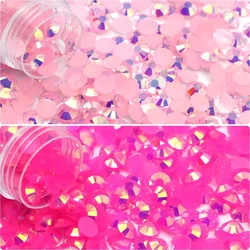 Resin Jelly Rhinestones Dark.Pink /Dark.Rose /Lt.Pink /Hot Pink AB 2-6mm Non Hotfix Flatback For Nail Art Garment Decoration DIY