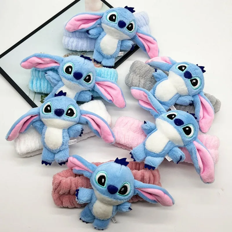 Disney New Stitch Headband Cartoon Anime Character Doll Girl Kawaii Face Washing Hair Pressing Artifact Wide Edge Accessories