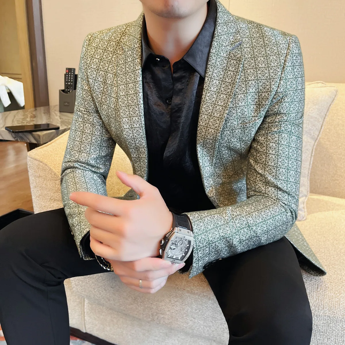 

Блейзер, мужская одежда, осень-зима 2022, новинка высокого качества, мужские пиджаки против морщин, приталенный деловой костюм на одной пуговице, пальто