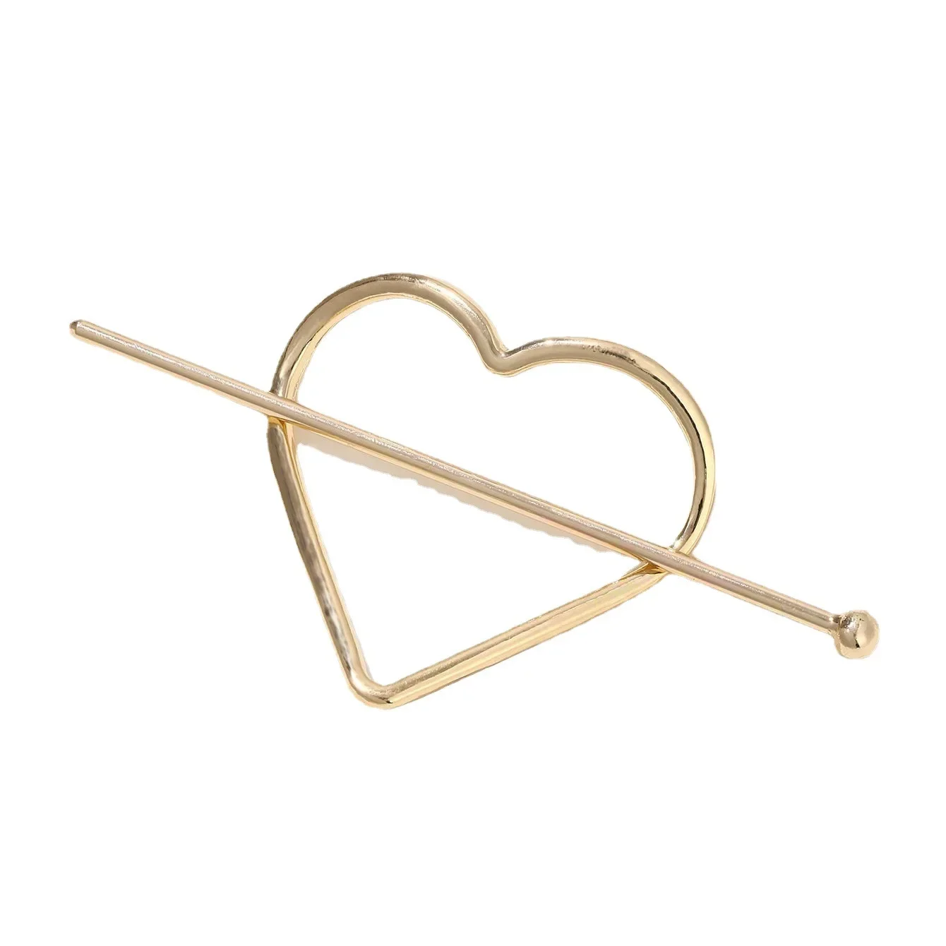 2pcs Korean Version Simple Fashion Style Alloy Heart Shaped Arrow Hairpin Hair Decoration Hairpin Hair Tool