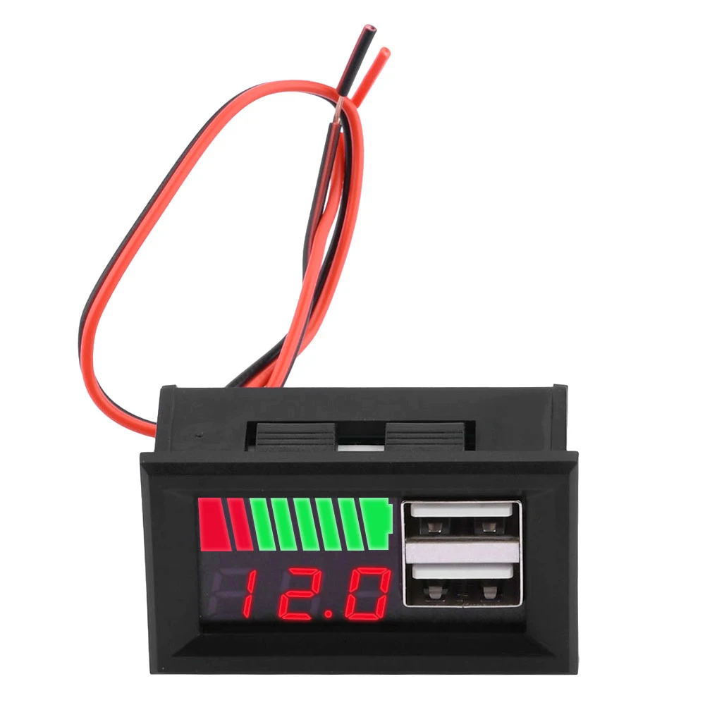 

Storage Battery Power Voltmeter Dual USB Output Port With Reverse Connection Protection For 12V Acid Battery/3s Lithium