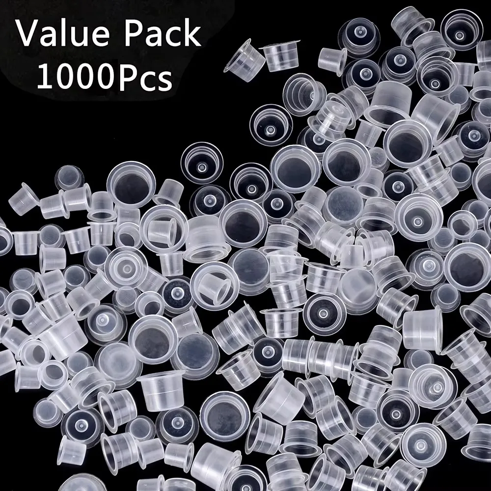 LASTJUDG 1000Pcs High-quality Tattoo Ink Cups Disposable Plastic Pigment Clear Permanent Makeup Tattoo Accessory Tattoo Ink