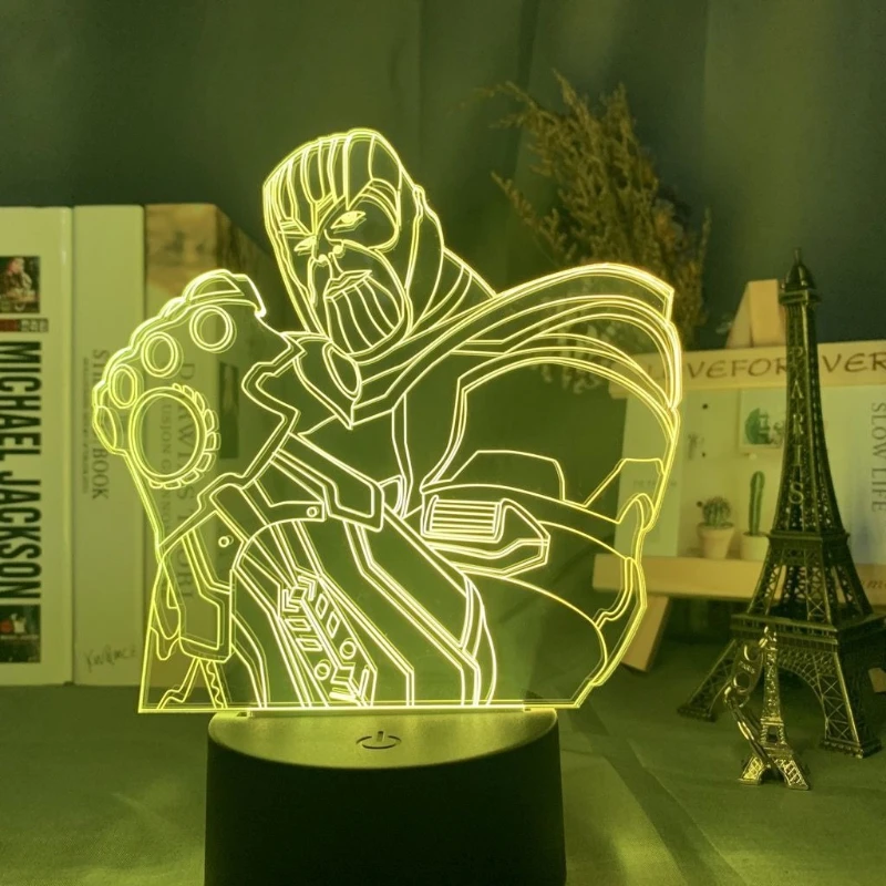 

Светящаяся акриловая фигурка Таноса из аниме Marvel Avengers, креативный ночник для спальни, декоративный подарок