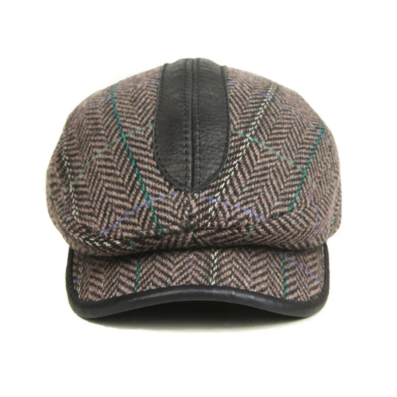 

Winter Real Leather Hat Autumn Men's Sheepskin Leather Beret Elegant Fashion Dad Tongue Cap Snapback Caps For Men