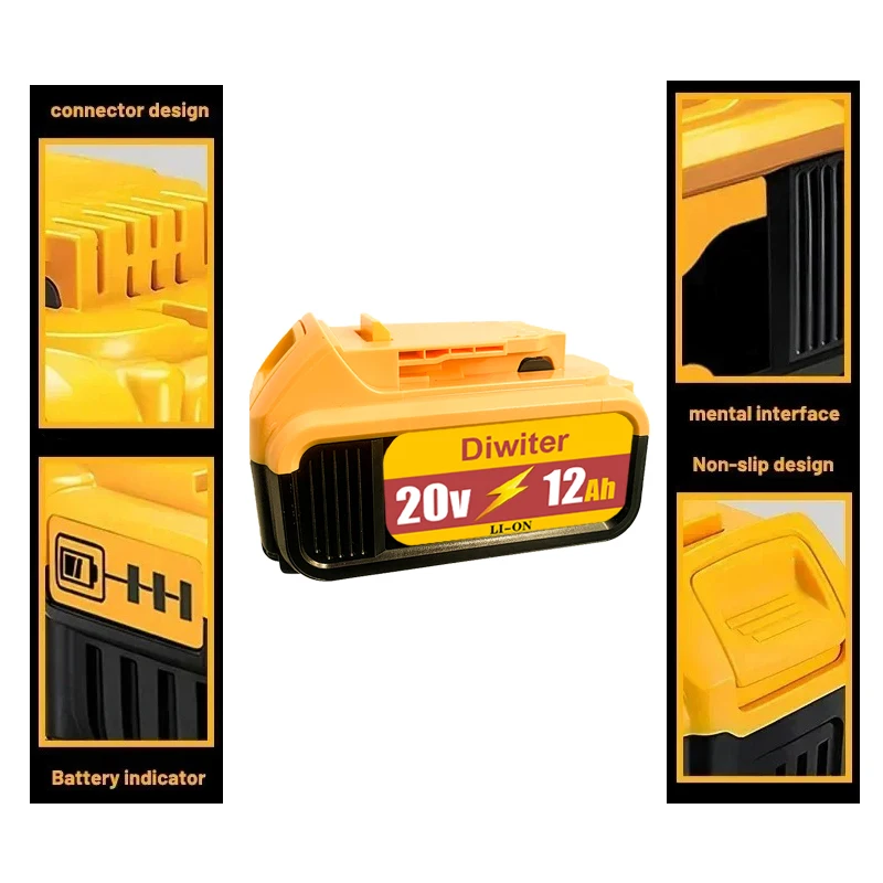 VHODNÉ PRO DEWALT 20V baterii, elektrické nářadí Dewalt DCB606, DCB205, DCB206, DCBGene, DCB200 MAX, 20V, 60V, 6AH, 9AH, baterie Dewalt - náhled 3