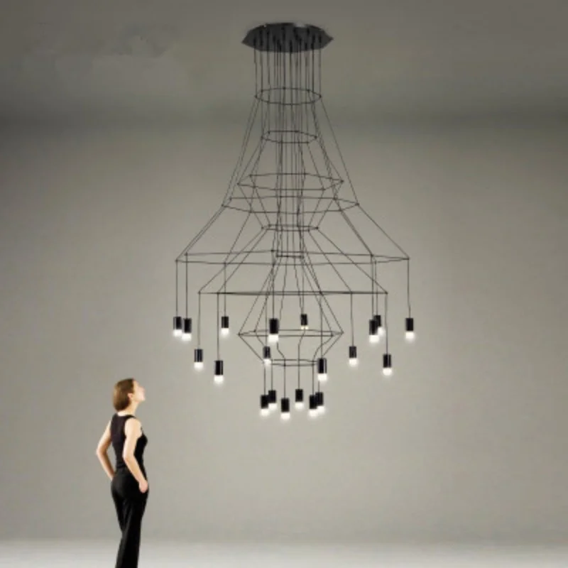 Italy Designer Acrylic Luxury LED Pendant Lamp Living Room Restaurant Bedroom Staircase Simple Line Chandelier Home Decor Light