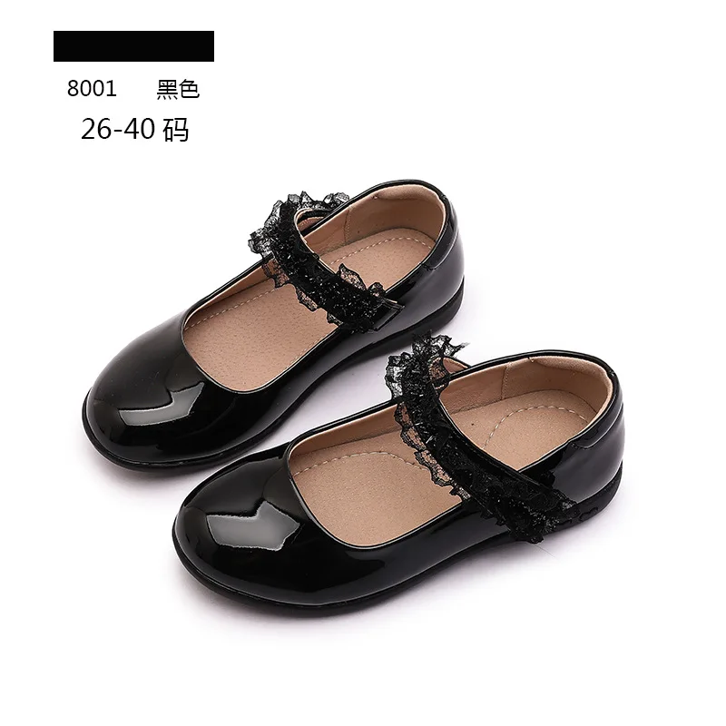 Kids Black Leather Shoes Girls Princess Shoes Teenager Children's Student Performance Dress Shoes for School Chaussure Fille
