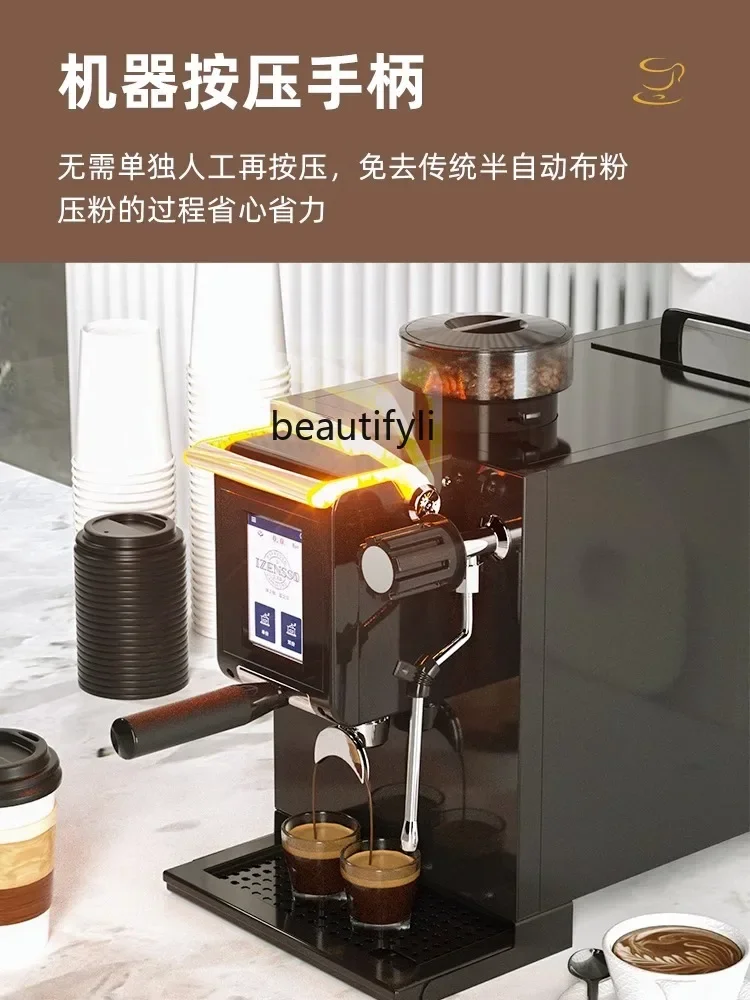 Coffee Machine Commercial Italian Semi-automatic Small Milk Tea Coffee Shop Grinding All-in-One Machine Foam