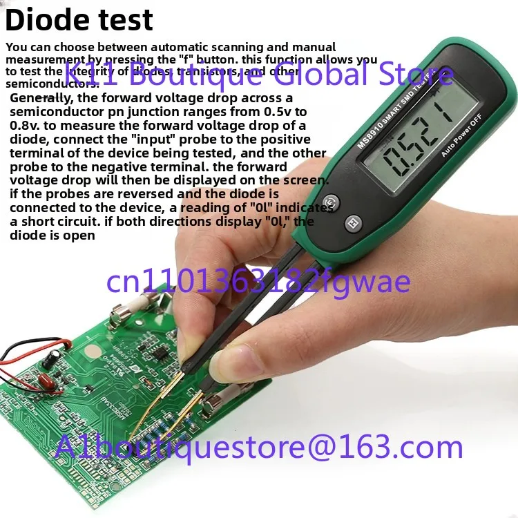 MS8910 SMD Test Clip Ponte portatile Condensatore a diodi di resistenza digitale ad alta precisione On/Off