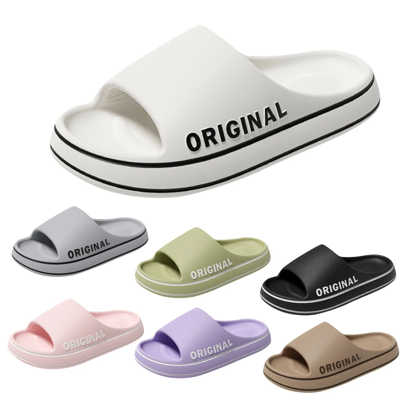 Mens Letter Slippers Beach Slides Solid Color Mens Thick Sole Indoor Outdoor Bathroom Anti Slip Shoes Men Summer Sandal