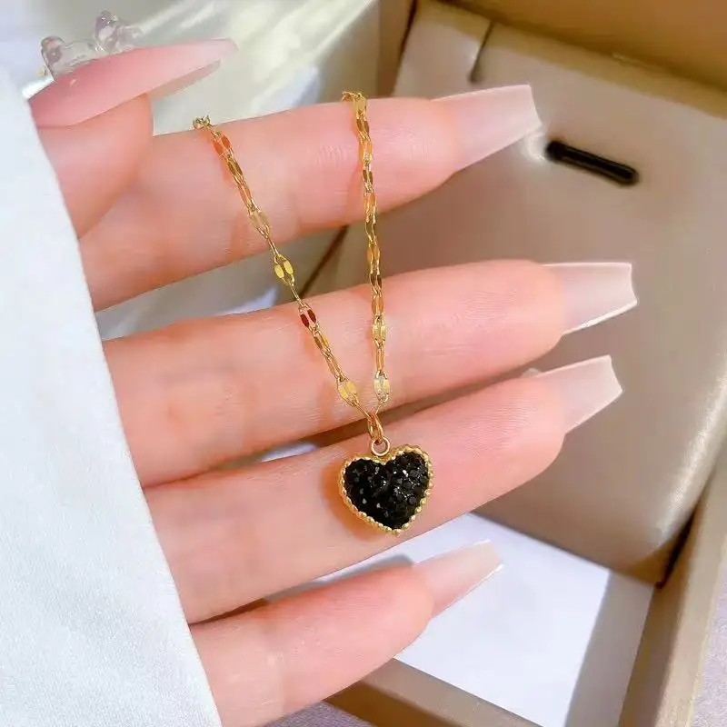 EILIECK Neue Herz-Liebes-Halskette mit Kubischem Zirkonia, Edelstahl Mode-Collier, Schmuck für Frauen, Bijoux Femme Geschenk – Detail 6