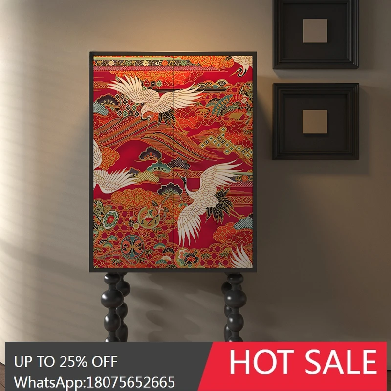 

MJY crane solid wood tall living room bedroom against the wall storage sofa next to the chest