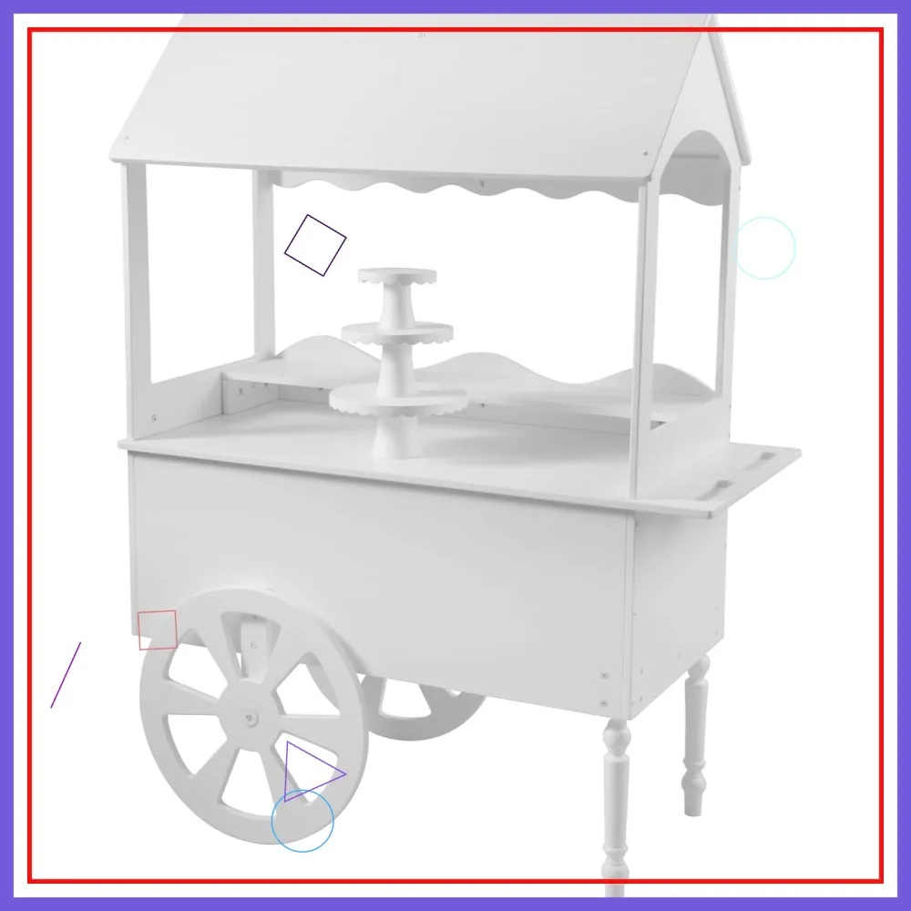 Carrito de Dulces Vintage con Ruedas para Decoración de Fiestas - Soporte para Pasteles Fácil de Montar para Bodas y Cumpleaños
