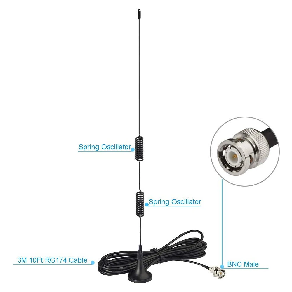 VHF UHF Ham Radio Police Scanner Antenna Amateur Radio Mobile Radio Scanner Antenna Magnetic Base BNC Male Antenna