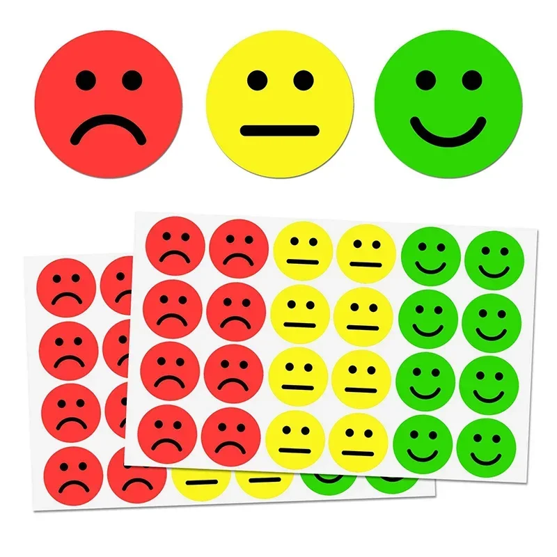 1200pcs Smiling Face Behavior Stickers Teacher Classroom School Reward Kids Student Planner Kindergarten Happy/Sad Sticker 2.5cm