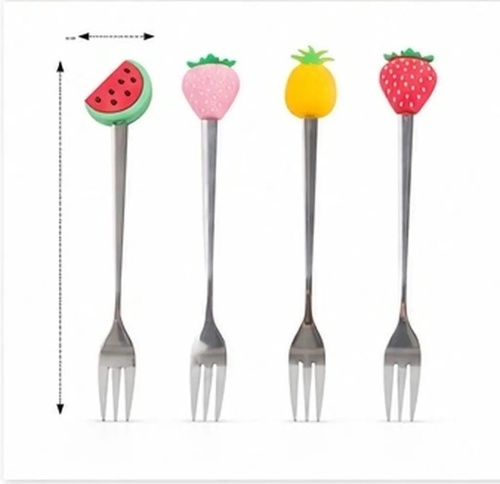 4Pcs Stainless Steel Fruit Forks Strong Three Prong Food Picks Kitchen Gadget Birthday Party Dessert Forks Snacks Salad