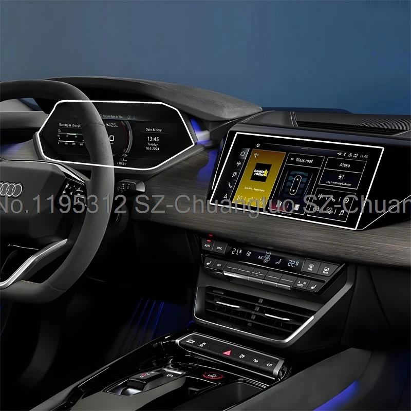 واقي شاشة من الزجاج المقسى لسيارة Audi S e-tron GT RS e-tron 2024 2025 10.1 بوصة نظام ملاحة GPS للسيارة ولوحة القيادة الواقية