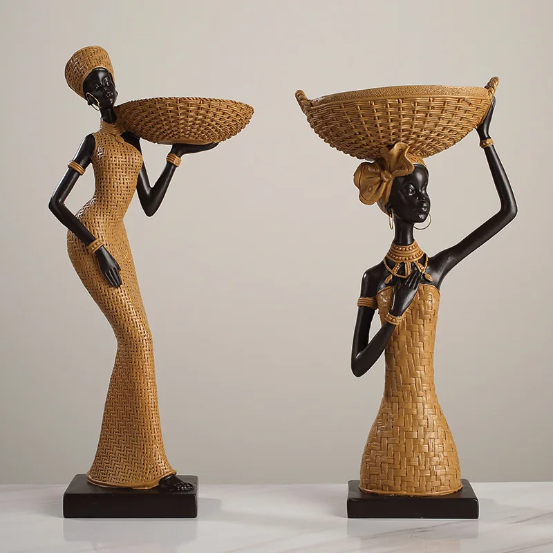 African Girl Home Ethnic Style Craft Resin Ornament Creative Gift Living Room Study Office Desk Character Decoration home decor