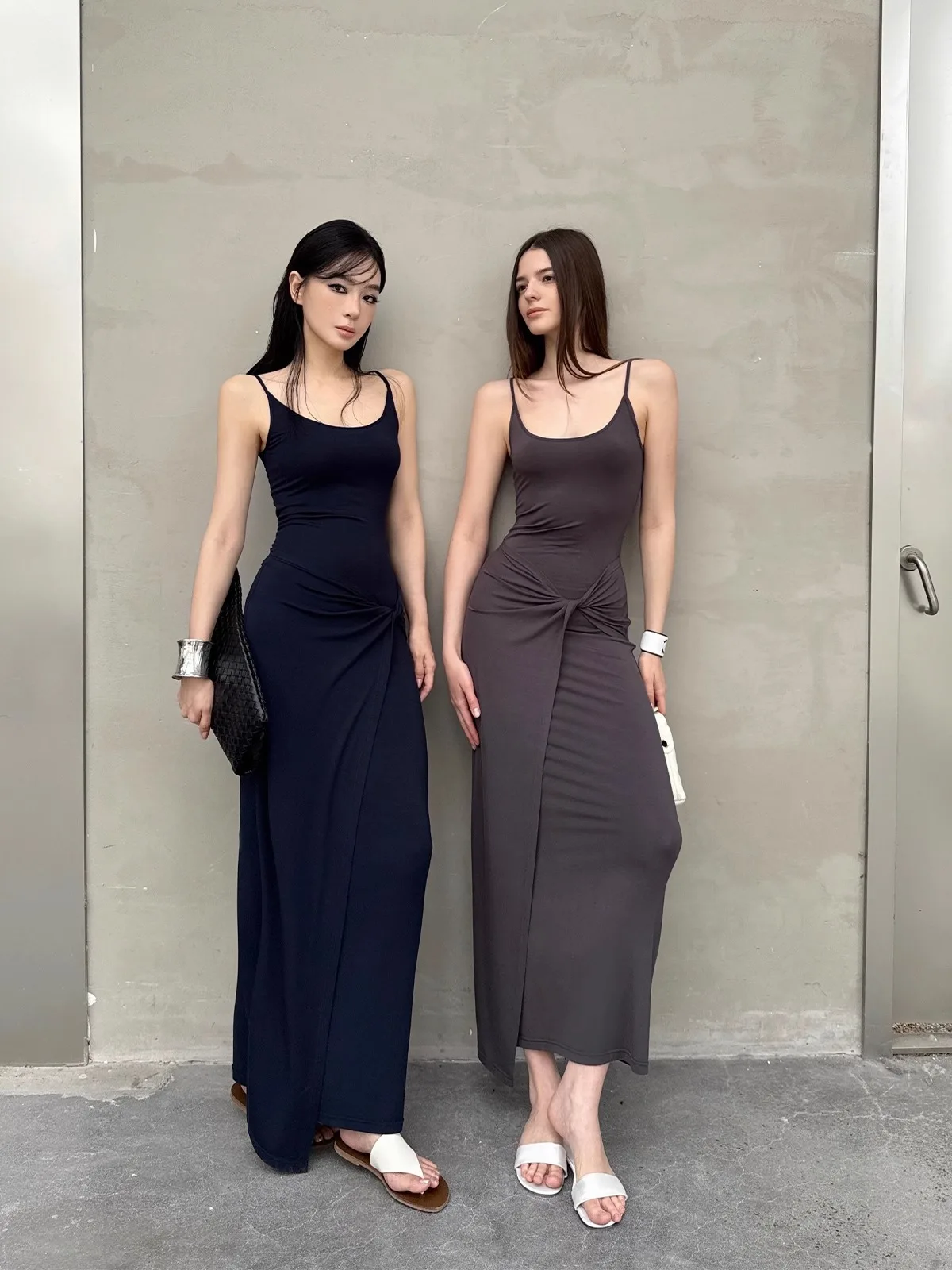 

ZhouMiao Modal Slim Fit Women's Dress Stylish Thin Skin Dress Comfortable Soft Knitted Fabric Belted City Commute Essential