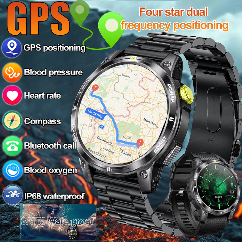 Military Smart Watches T-Rex 3 Bulit-in GPS Compass Altimeter Barometric 3ATM IP69K Waterproof AMOLED Bluetooth Call Smartwatch