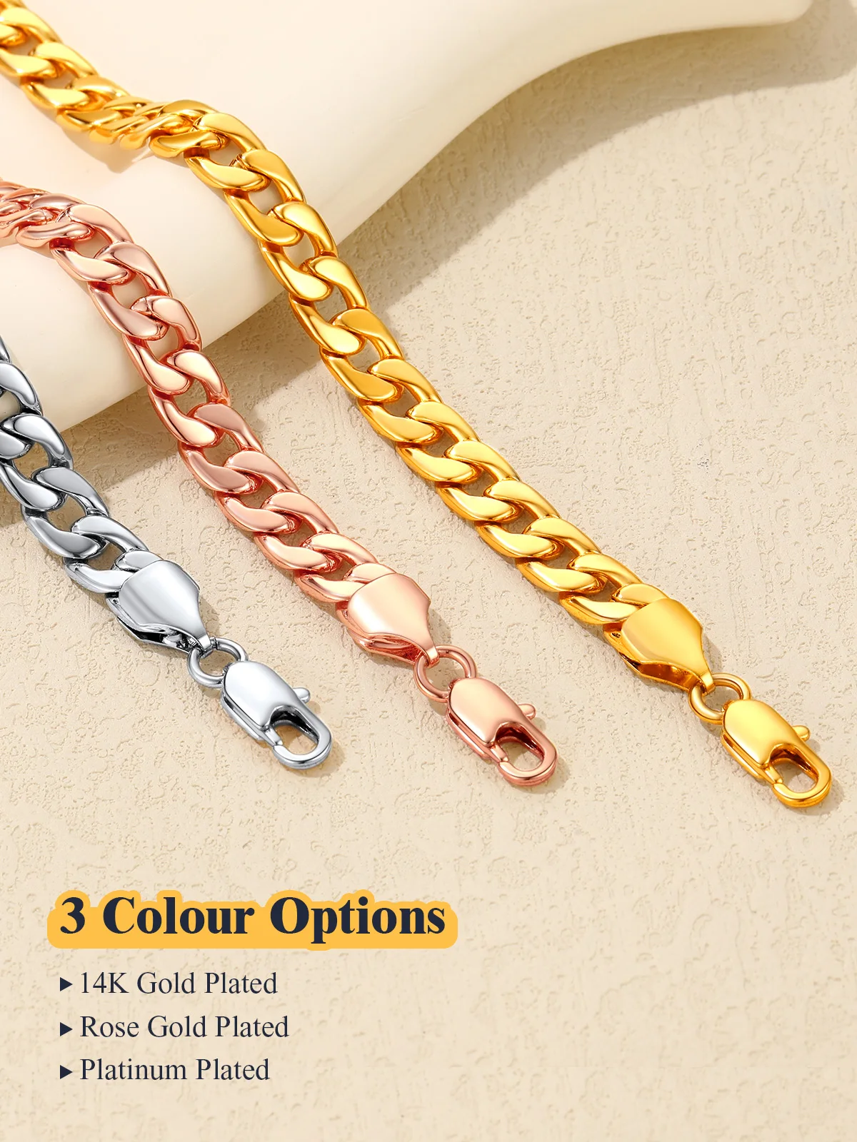 U7 Waterproof 7mm Cuban Chain Anklet Classic Foot Ankle Bracelet for Women 9.8inches Simple Summer Beach Jewelry Gift for Her