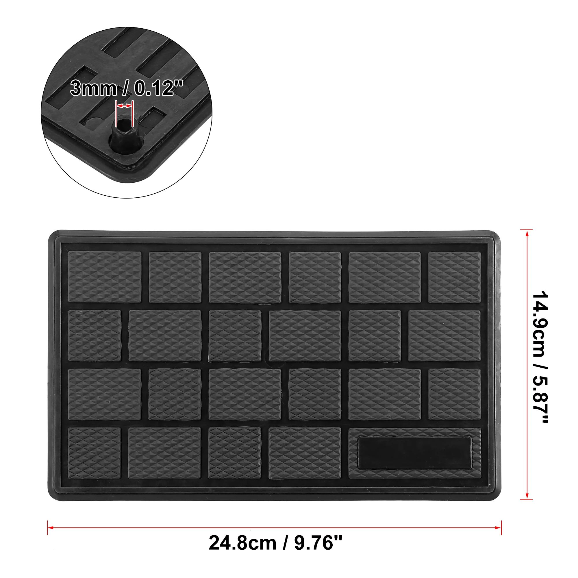 Uxcell 2pcs Universal Car Floor Mats Foot Heel Plate Cover Carpet Pedal Footrest PC PVC Black 24.8x14.9cm