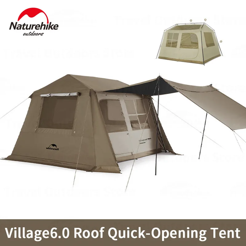 Naturehike Village 6.0 Roof Quick-Opening Tent Outdoor Titanium Vinyl Sunscreen Tent 4-8 Persons Camping Expand Canopy Rainproof