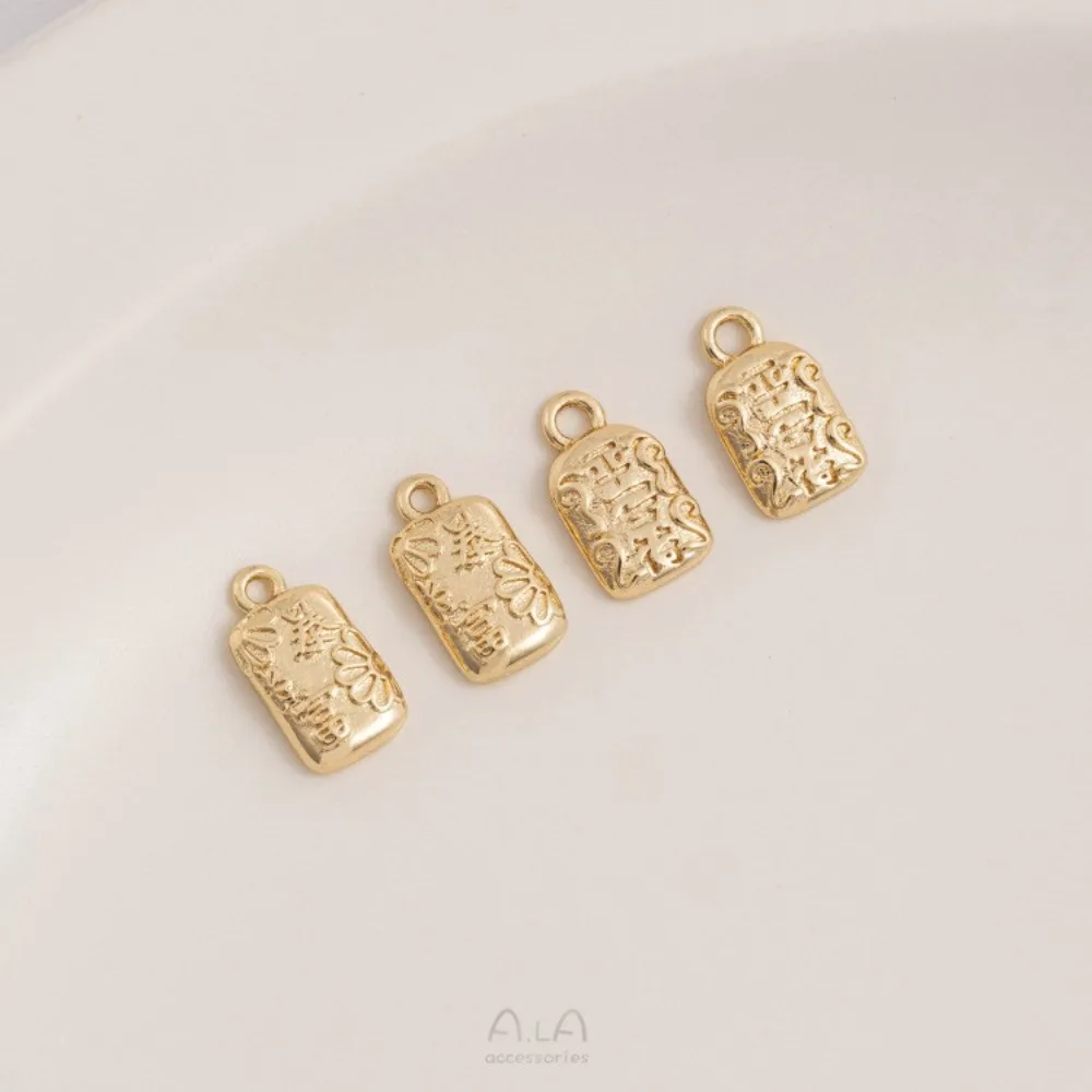 1 قطعة دلايات النحاس 14K الذهب اللون الحصول على الغنية شنق العلامات السلام سحر المعلقات الصغيرة اليدوية أساور يدوية مجوهرات اكسسوارات