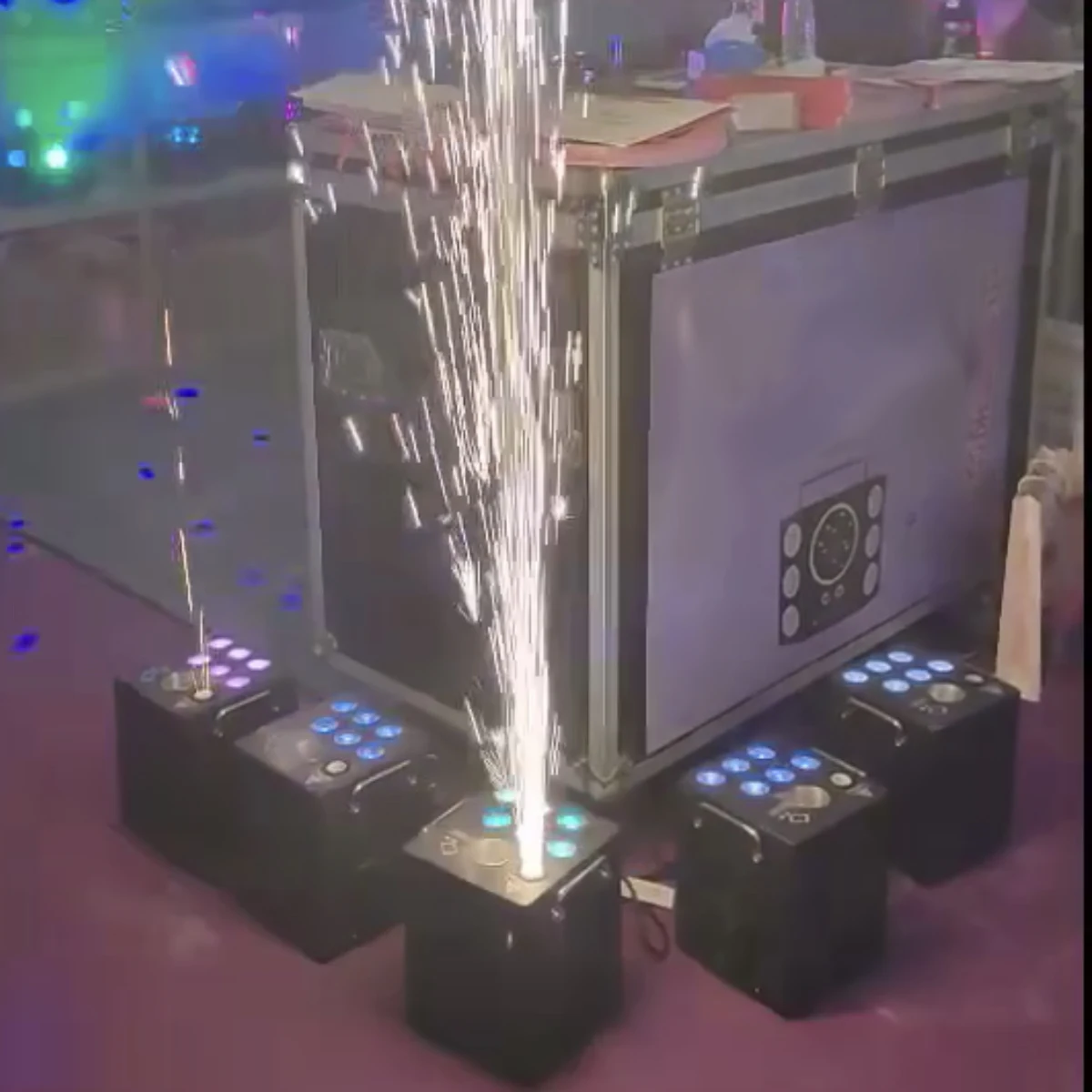 600W Electronic Cold Fireworks Fountain Special Effect Spitfire Machine Opening Ceremony Wedding Party LED Beads Stage Light