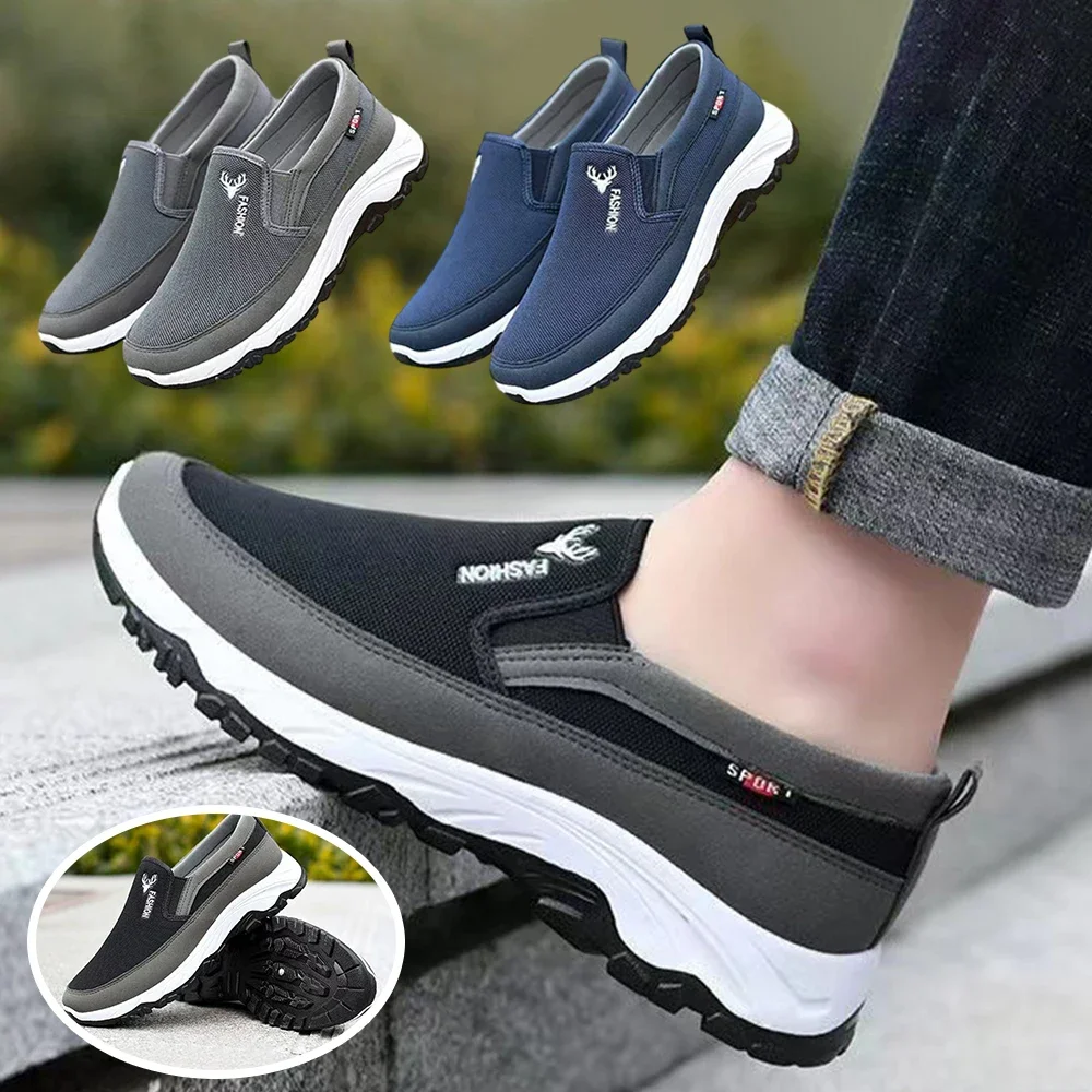 

Lightweight Men Casual Shoes Fashion Soft Canvas Shoes Comfortable Flat Cloth Shoes Anti-Slip Men's Flats Outdoor Walking Shoes