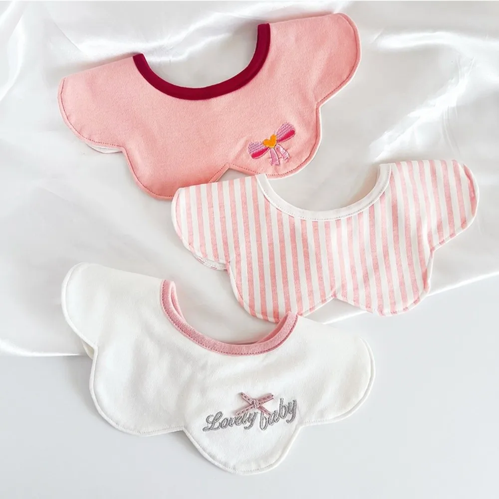 3pcs Set Absorbent Baby Bib Antibacterial 100% Cotton Drool Bibs Soft Snap Closure Bibs for Baby Girl Boy Infant Daily Wear