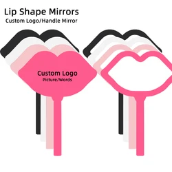 1 Pc Lip Shape Handle Mirror Custom Logo Eyelash Extension Artist Photo Prop Personalized Mirrors