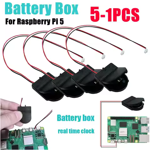 5-1PCS For Raspberry Pi 5 RTC Battery Box Real-time Clock Battery Module with Battery/without Battery Battery Case for RPI 5 Pi5
