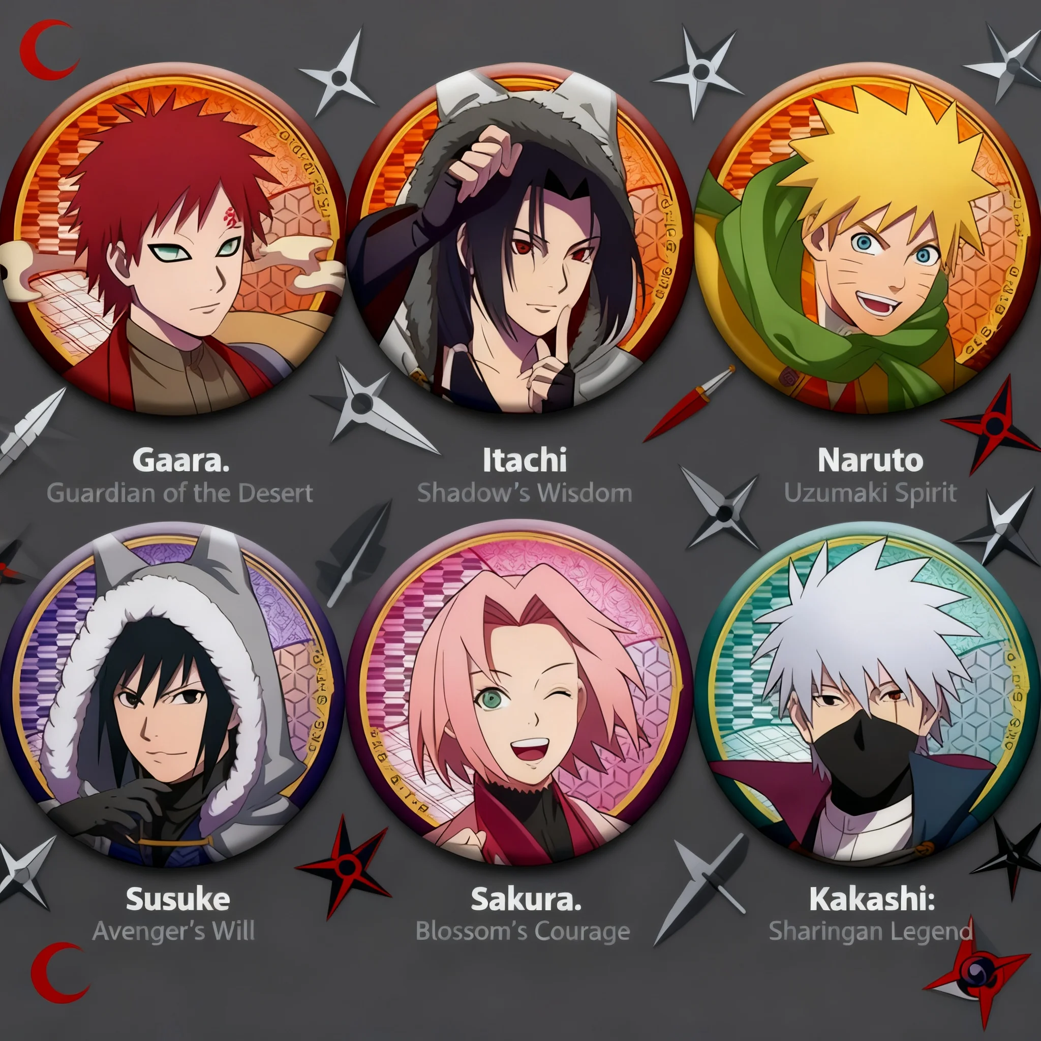 

Naruto Anime Badge Set Uchiha Itachi Uzumaki Naruto Sasuke Sakura Haruno Cosplay Pin Brooch Collection for Fans Gift Merchandise