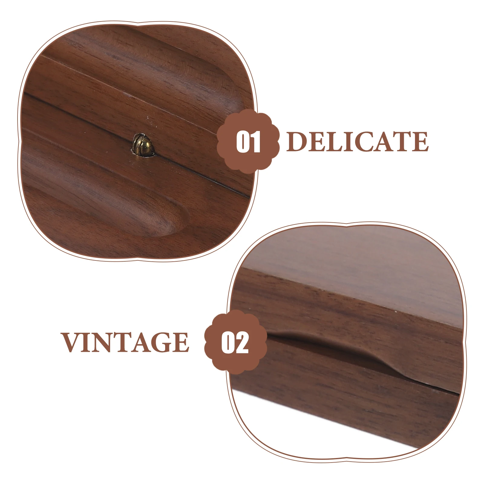 

Clamshell Wooden Box Storage Organizer Vintage Style Magnetic Closure Single Carry Eco-Friendly Pen Storage