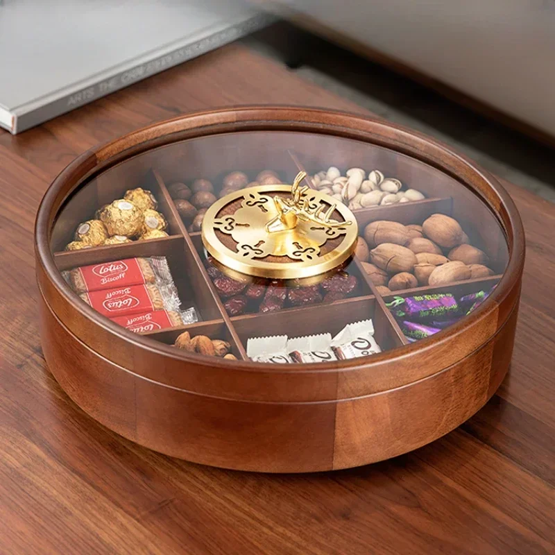 Nine Palace Grid Chinese Light Luxury High end Candy Box Living Room Household Solid Wood Nut and Dried Fruit Storage  Tea