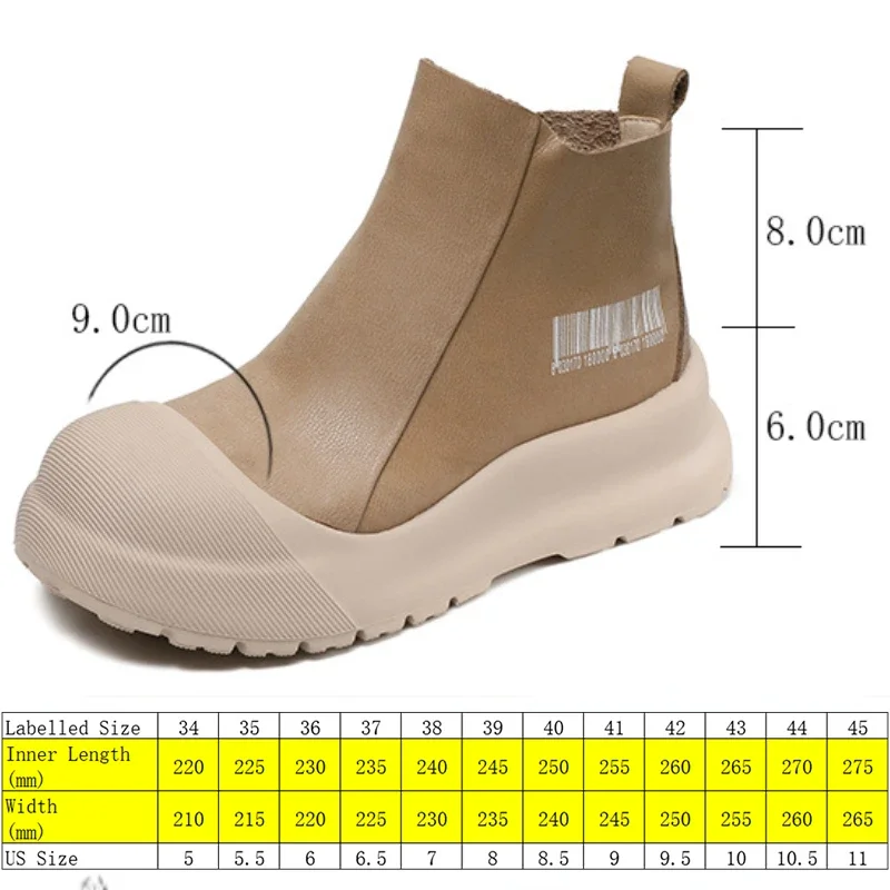 Koznoy 6cm Cow Genuine Leather Spring Platform Wedge Women Moccasins Ankle Booties Autumn Boots Chimney Fashion Motorcycle Shoes