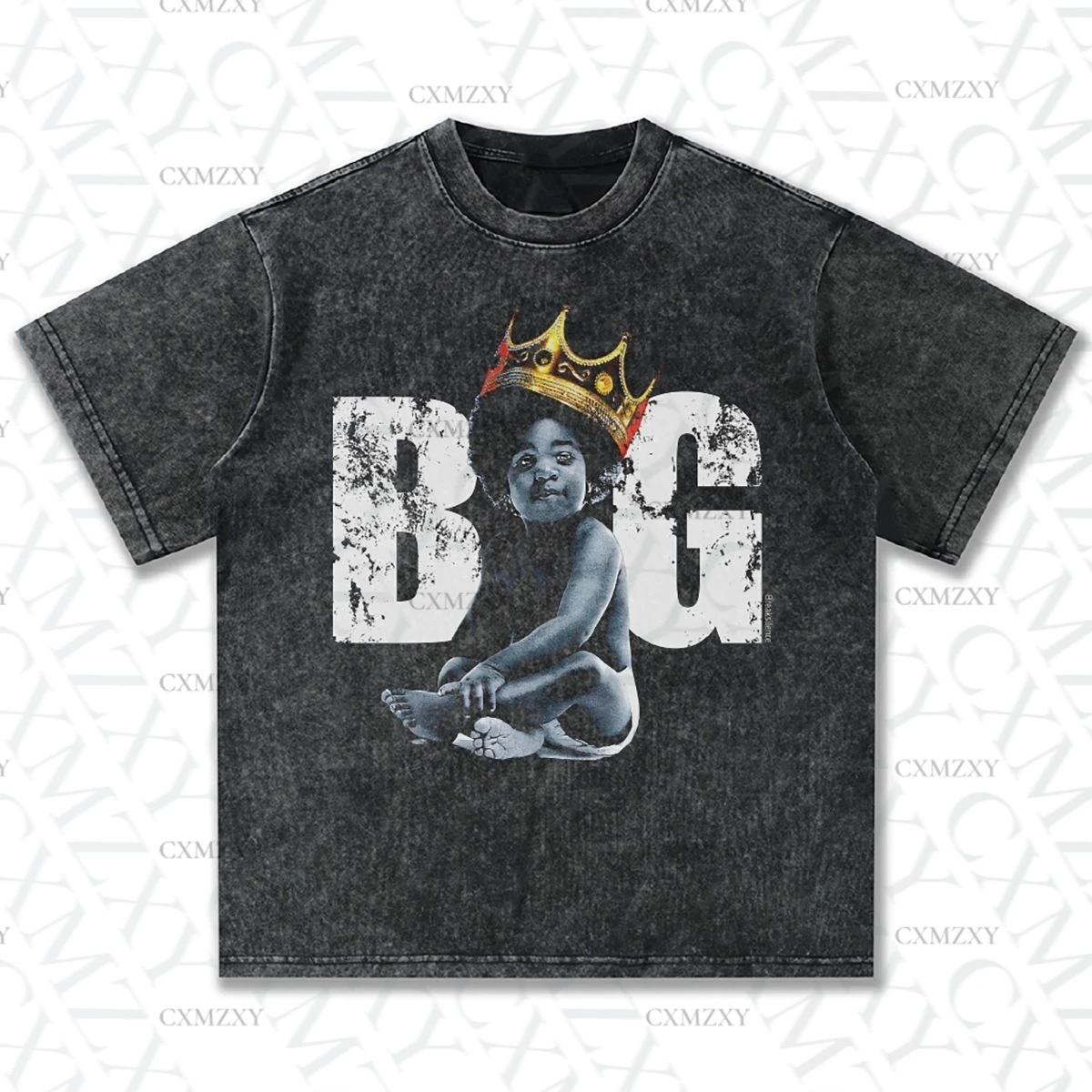 

Summer B.I.G American Street Fried Snowflake Men's and Women's Retro T-Shirt Printing Loose Short Sleeve Men's Trend
