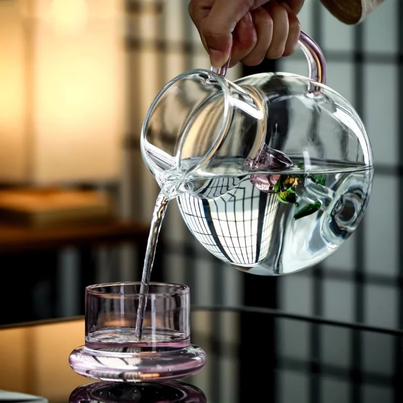 3D Cute Pot-bellied Cold Kettle Three-dimensional Creative Rose Farm Kettle Household High Borosilicate Glass Cool Kettle