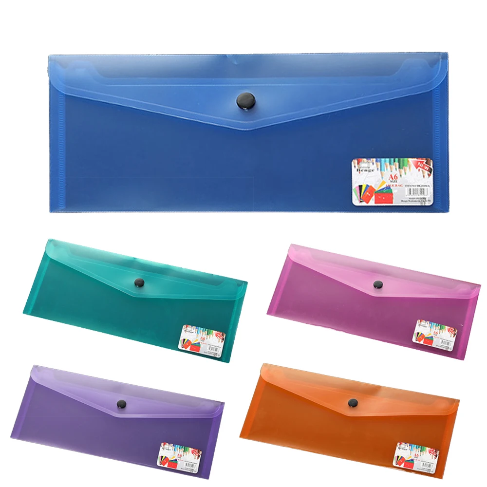 1pc Folder Random Storage Envelope With Snap Plastic Button Folder Color Organizer High Quality Document Folder Clear