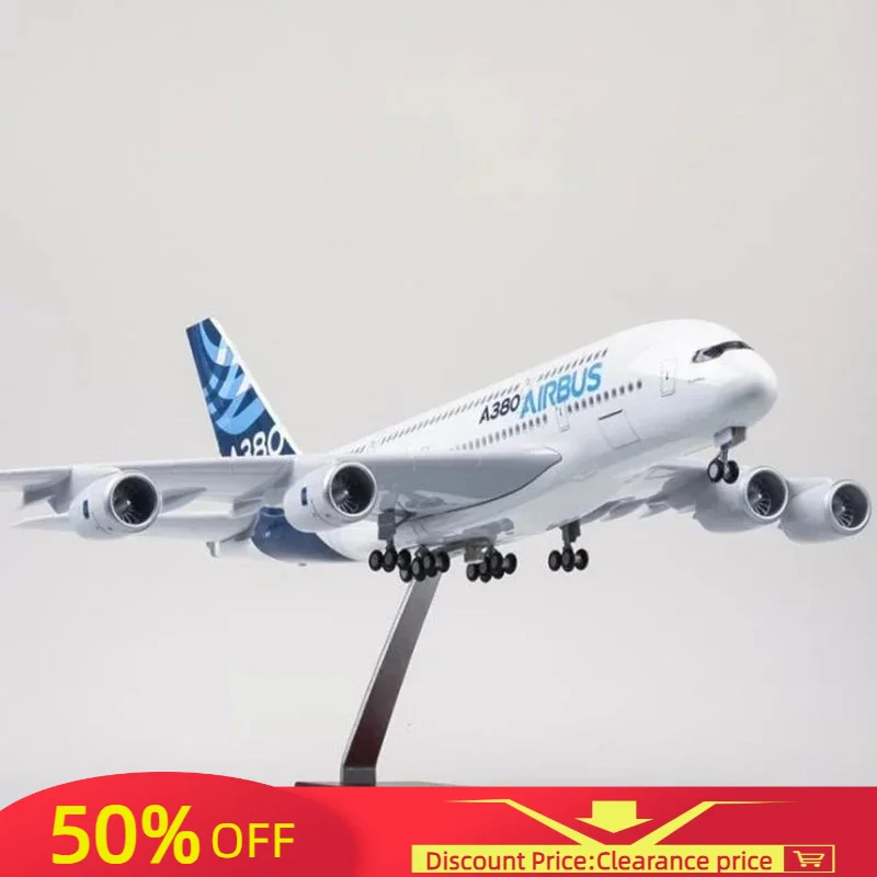 

1/160 Scale 50.5CM Airplane Airbus 380 A380 Prototype Airline Model W Light and Wheel Diecast Plastic Resin Plane For Collection