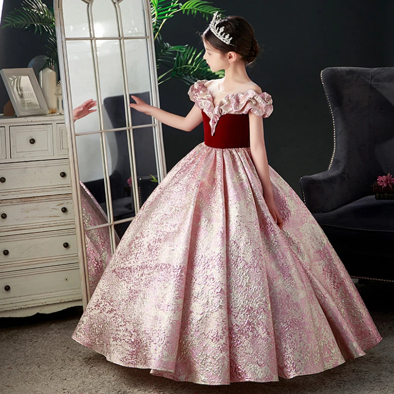 Kids Pageant Dresses for Girls 2 6 To 8 10 14 Years Children Long Dress Party Evening Elegant Luxury Gown Formal Occasion Frock